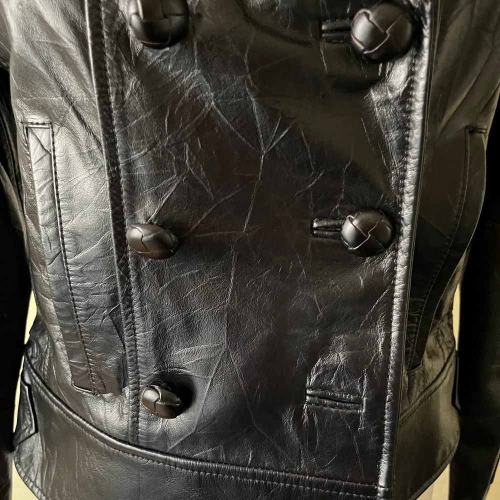RARE FIND! Vintage Guess Black Double-Breasted Leather Jacket - Picture 3 of 7